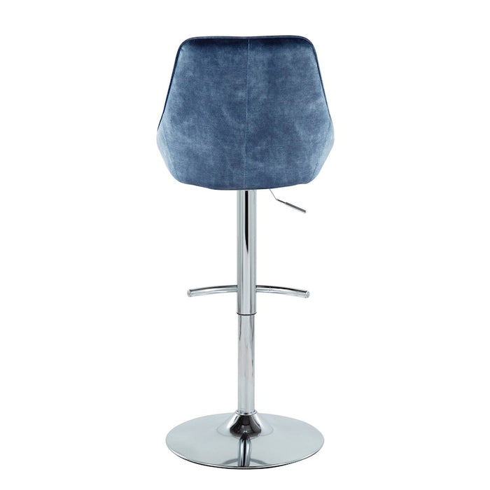 LumiSource Diana Bar Stool, Set of 2, Chrome/Blue Velvet