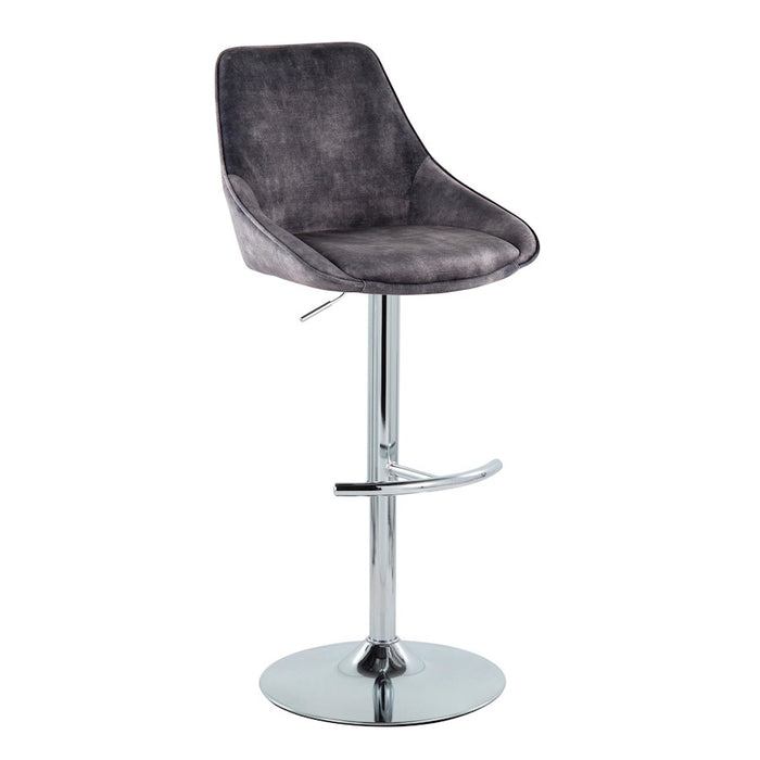 LumiSource Diana Bar Stool, Set of 2, Chrome/Grey Velvet