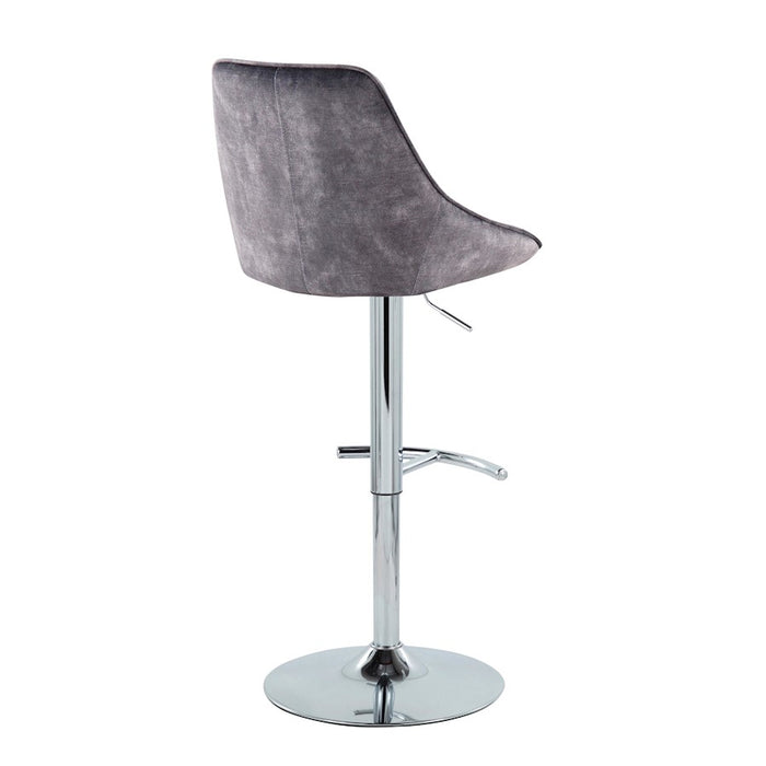 LumiSource Diana Bar Stool, Set of 2, Chrome/Grey Velvet