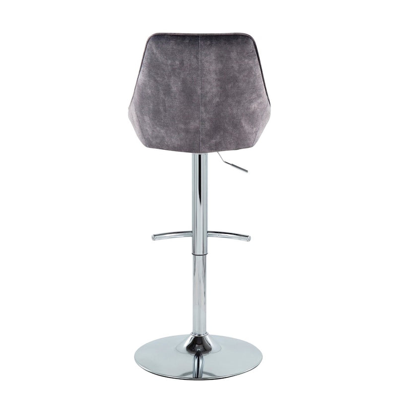 LumiSource Diana Bar Stool, Set of 2, Chrome/Grey Velvet