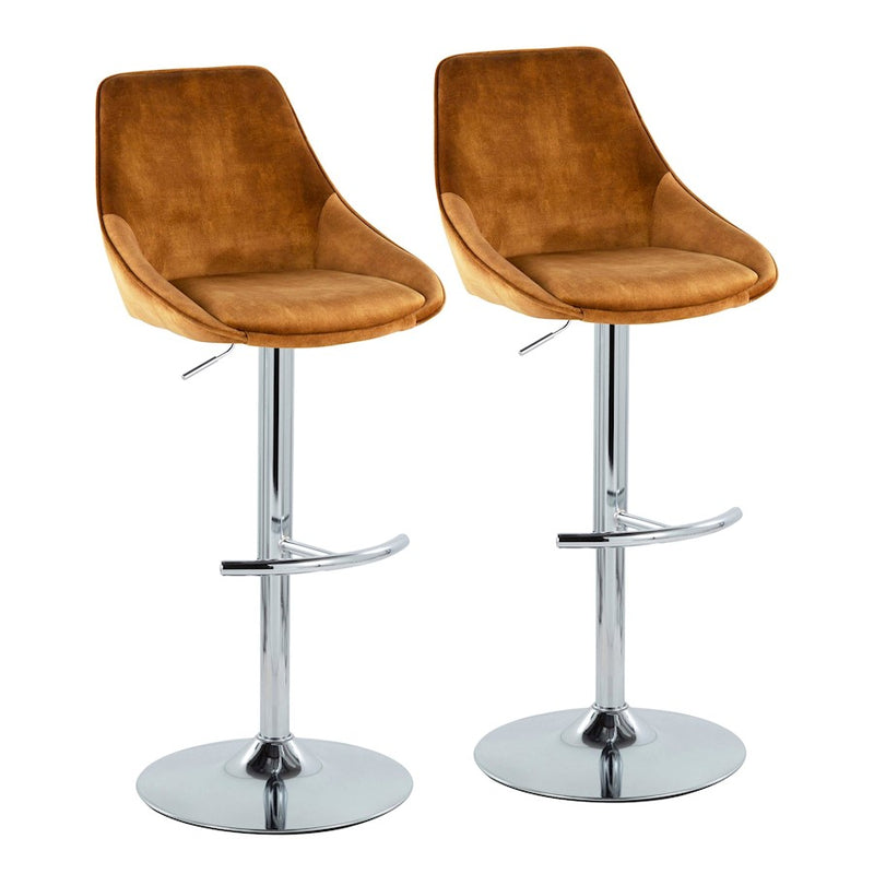 LumiSource Diana Bar Stool, Set of 2, Chrome/Yellow - BS-DIANA-RT2CHRMVY2