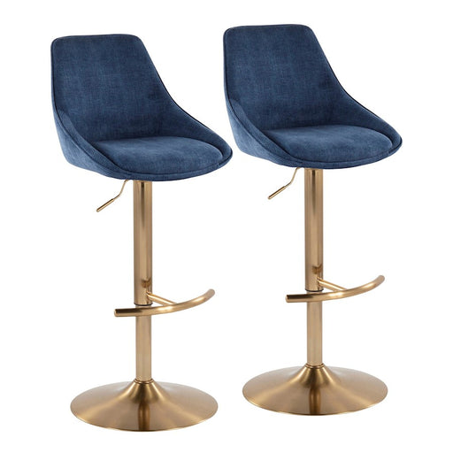 LumiSource Diana Bar Stool, Set of 2, Gold/Blue - BS-DIANACOR-RT2AUBU2