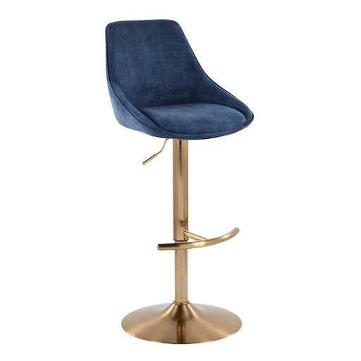 LumiSource Diana Bar Stool, Set of 2, Gold/Blue
