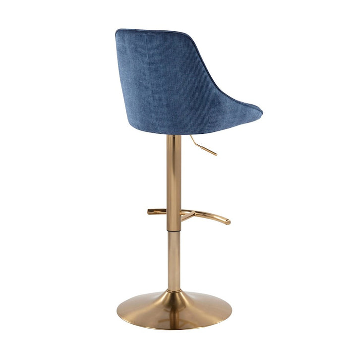 LumiSource Diana Bar Stool, Set of 2, Gold/Blue
