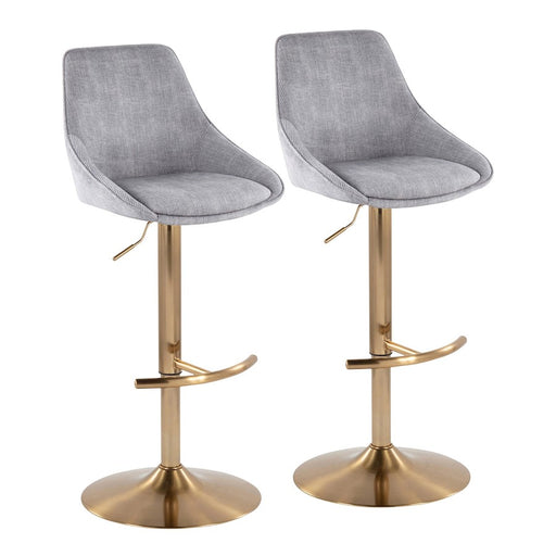 LumiSource Diana Bar Stool, Set of 2, Gold/Grey - BS-DIANACOR-RT2AUGY2