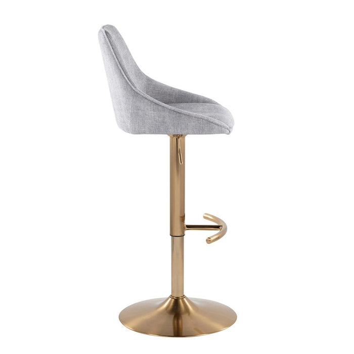 LumiSource Diana Bar Stool, Set of 2, Gold/Grey
