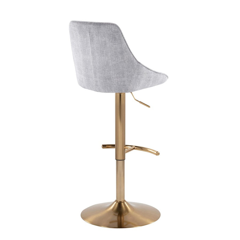 LumiSource Diana Bar Stool, Set of 2, Gold/Grey
