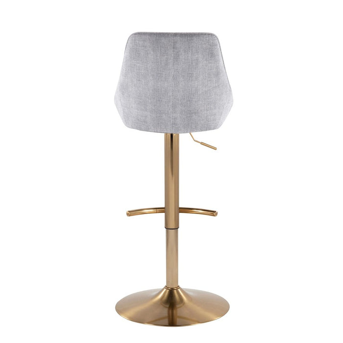 LumiSource Diana Bar Stool, Set of 2, Gold/Grey