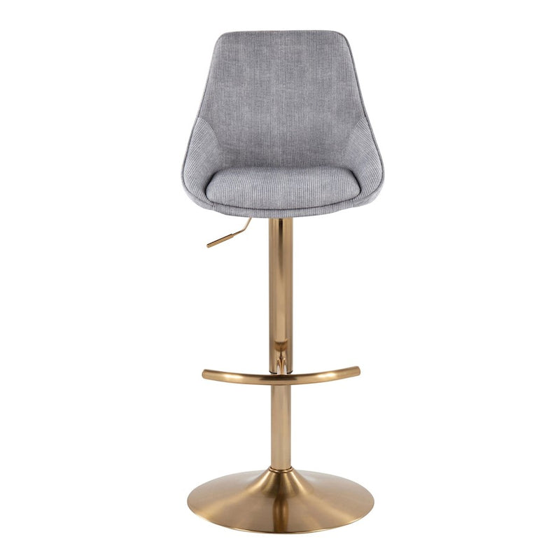 LumiSource Diana Bar Stool, Set of 2, Gold/Grey