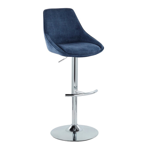 LumiSource Diana Bar Stool, Set of 2, Chrome/Blue Corduroy