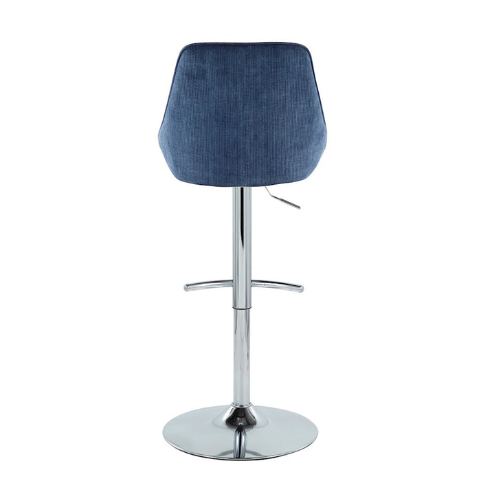 LumiSource Diana Bar Stool, Set of 2, Chrome/Blue Corduroy