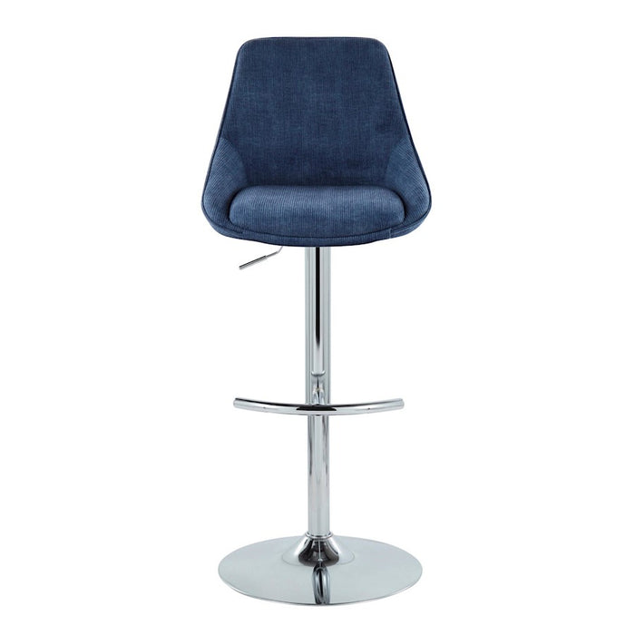 LumiSource Diana Bar Stool, Set of 2, Chrome/Blue Corduroy