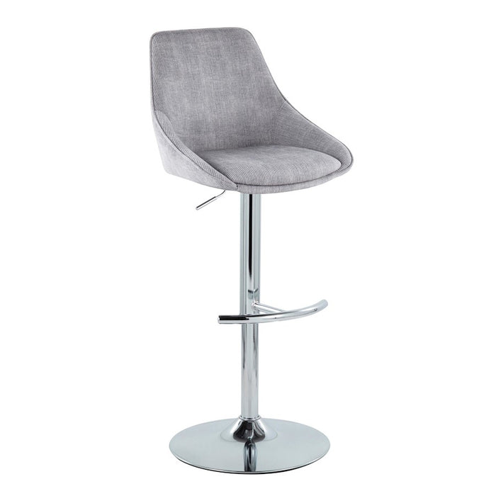LumiSource Diana Bar Stool, Set of 2, Chrome/Grey Corduroy