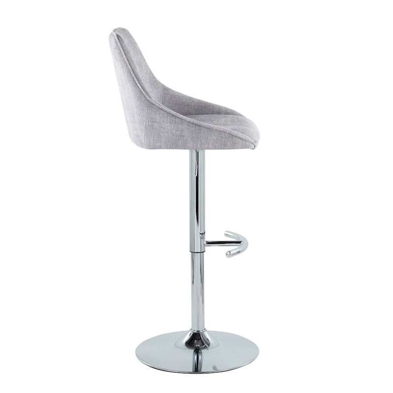 LumiSource Diana Bar Stool, Set of 2, Chrome/Grey Corduroy