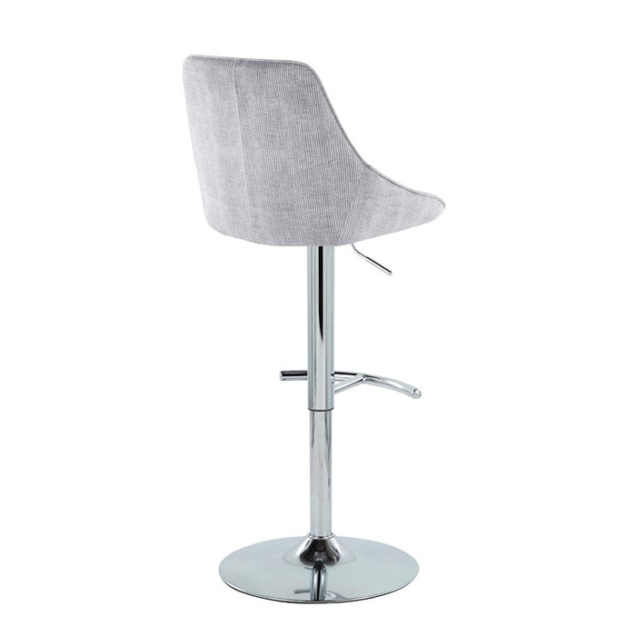 LumiSource Diana Bar Stool, Set of 2, Chrome/Grey Corduroy