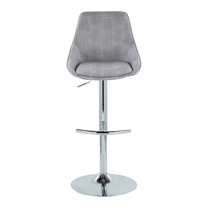 LumiSource Diana Bar Stool, Set of 2, Chrome/Grey Corduroy