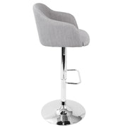LumiSource Daniella Adjustable Barstool | Contemporary Light Grey Woven Fabric & Chrome | Kitchen Island & Home Bar Seating | Model BS-DNLLALGY