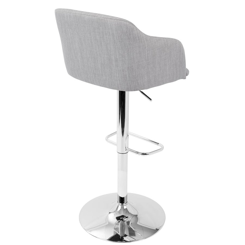 LumiSource Daniella Adjustable Barstool | Contemporary Light Grey Woven Fabric & Chrome | Kitchen Island & Home Bar Seating | Model BS-DNLLALGY