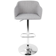LumiSource Daniella Adjustable Barstool | Contemporary Light Grey Woven Fabric & Chrome | Kitchen Island & Home Bar Seating | Model BS-DNLLALGY