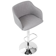 LumiSource Daniella Adjustable Barstool | Contemporary Light Grey Woven Fabric & Chrome | Kitchen Island & Home Bar Seating | Model BS-DNLLALGY