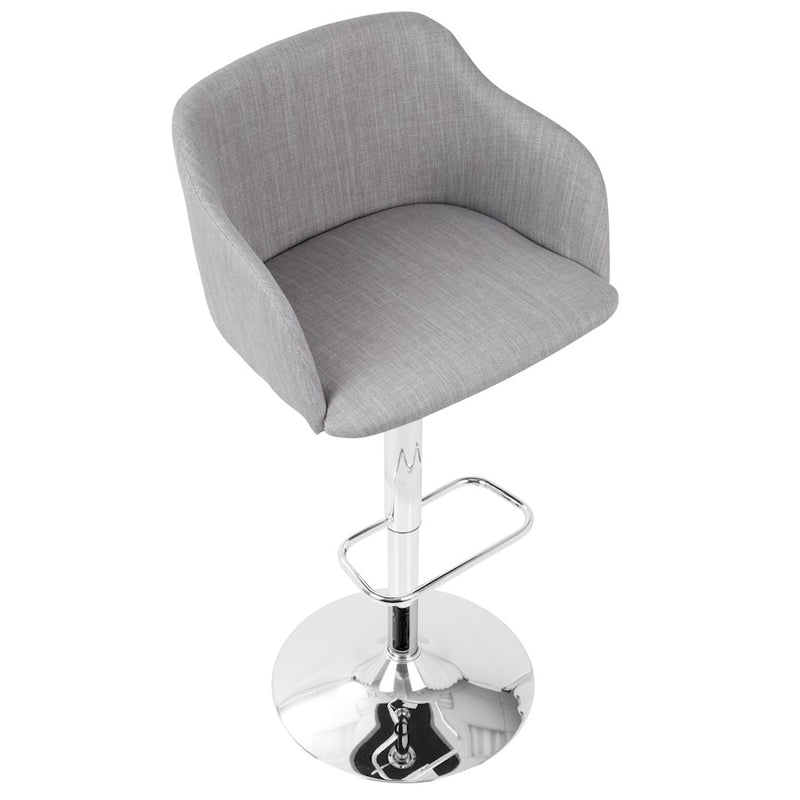 LumiSource Daniella Adjustable Barstool | Contemporary Light Grey Woven Fabric & Chrome | Kitchen Island & Home Bar Seating | Model BS-DNLLALGY