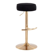 LumiSource Velvet Dot Barstool in Gold Metal/Black Velvet - BS-DOTAUVBK