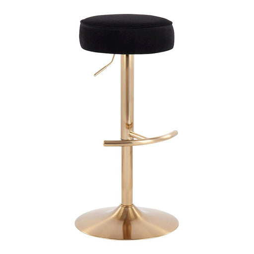 LumiSource Velvet Dot Barstool in Gold Metal/Black Velvet - BS-DOTAUVBK
