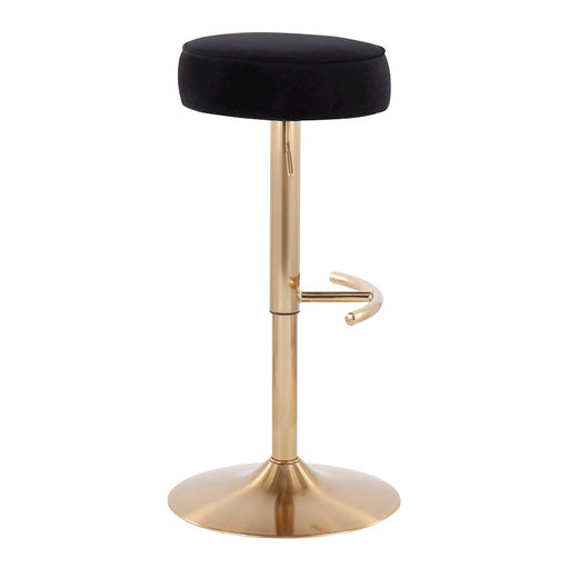 LumiSource Velvet Dot Barstool in Gold Metal/Black Velvet