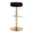 LumiSource Velvet Dot Barstool in Gold Metal/Black Velvet