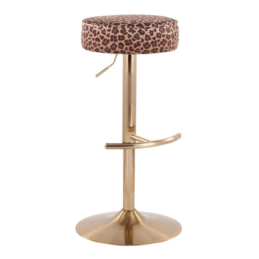 LumiSource Velvet Dot Barstool in Gold Metal/Leopard Velvet - BS-DOTAUVLEP