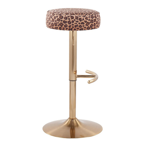 LumiSource Velvet Dot Barstool in Gold Metal/Leopard Velvet