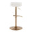 LumiSource Velvet Dot Barstool in Gold Metal/White Velvet