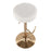 LumiSource Velvet Dot Barstool in Gold Metal/White Velvet