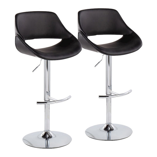 LumiSource Fabrico Bar Stool, Set of 2, Chrome/Black - BS-FABRICOPU-RT2CHRMBK2
