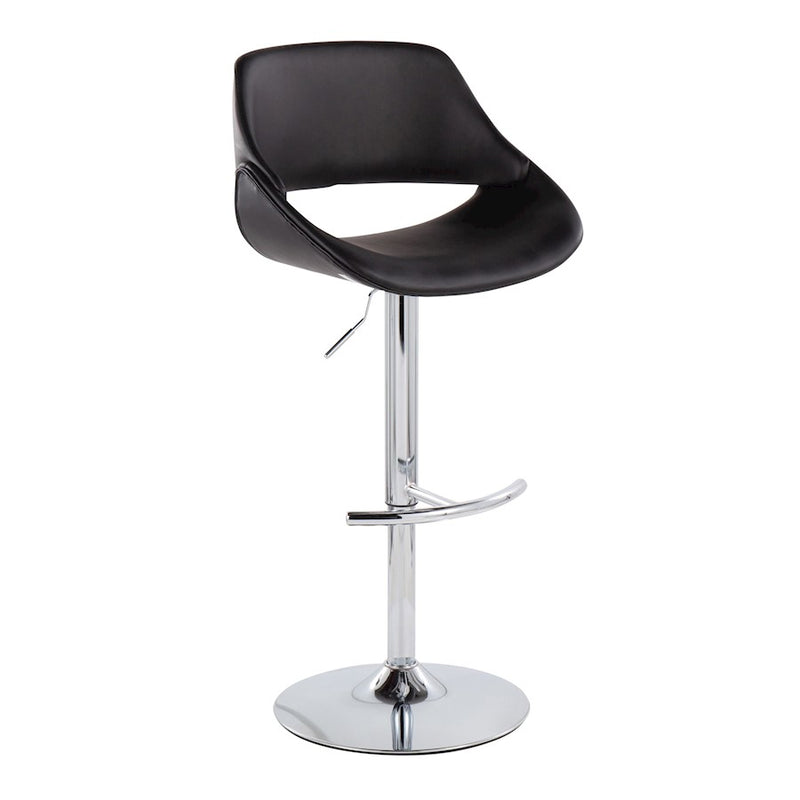LumiSource Fabrico Bar Stool, Set of 2, Chrome/Black