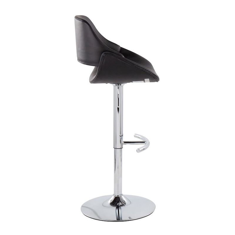 LumiSource Fabrico Bar Stool, Set of 2, Chrome/Black
