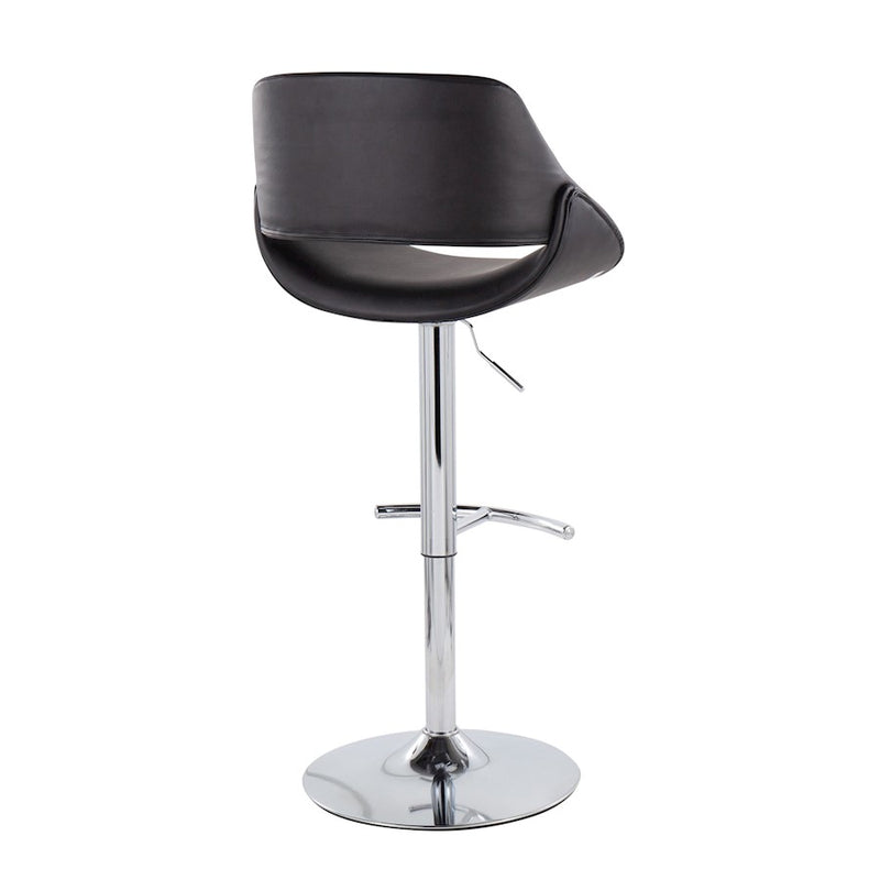 LumiSource Fabrico Adjustable Bar Stool Set of 2 | Contemporary Chrome & Black PU Leather | Kitchen Island & Home Bar | Model BS-FABRICOPU-RT2CHRMBK2