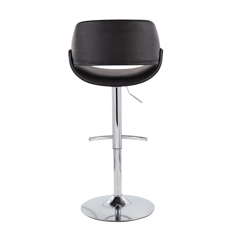 LumiSource Fabrico Adjustable Bar Stool Set of 2 | Contemporary Chrome & Black PU Leather | Kitchen Island & Home Bar | Model BS-FABRICOPU-RT2CHRMBK2