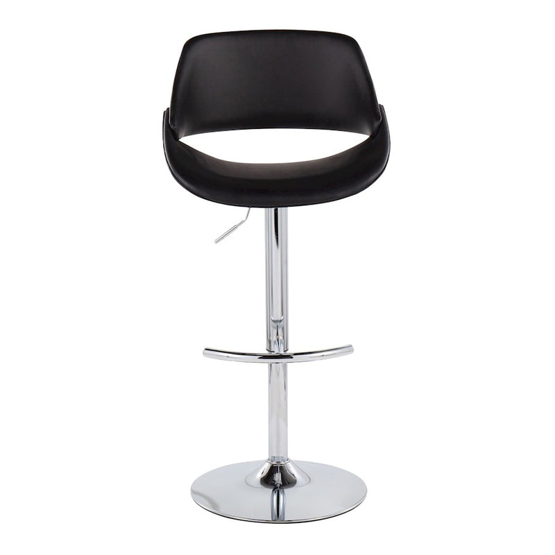 LumiSource Fabrico Adjustable Bar Stool Set of 2 | Contemporary Chrome & Black PU Leather | Kitchen Island & Home Bar | Model BS-FABRICOPU-RT2CHRMBK2