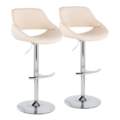 LumiSource Fabrico Bar Stool, Set of 2, Chrome/Cream - BS-FABRICOPU-RT2CHRMCR2
