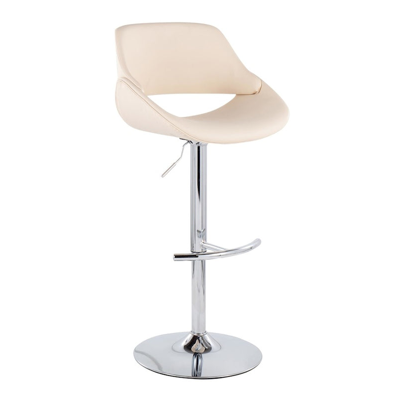 LumiSource Fabrico Bar Stool, Set of 2, Chrome/Cream