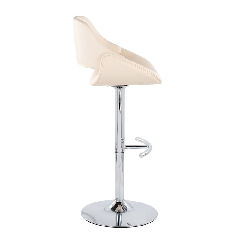LumiSource Fabrico Bar Stool, Set of 2, Chrome/Cream