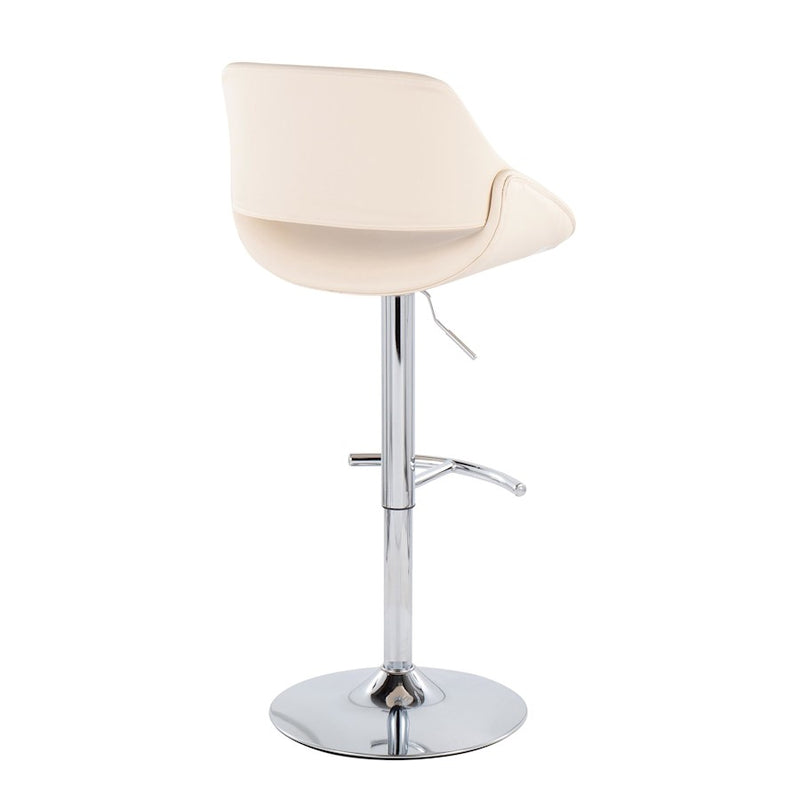 LumiSource Fabrico Bar Stool, Set of 2, Chrome/Cream