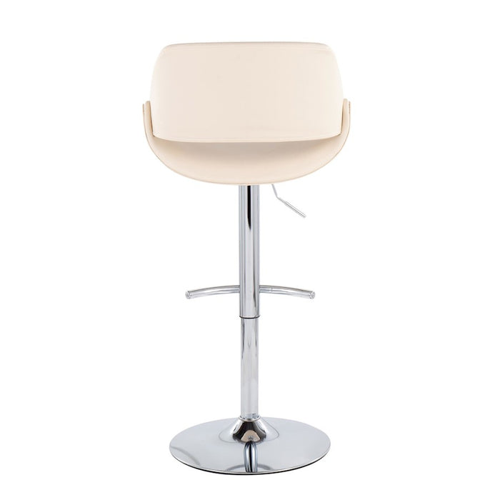 LumiSource Fabrico Bar Stool, Set of 2, Chrome/Cream