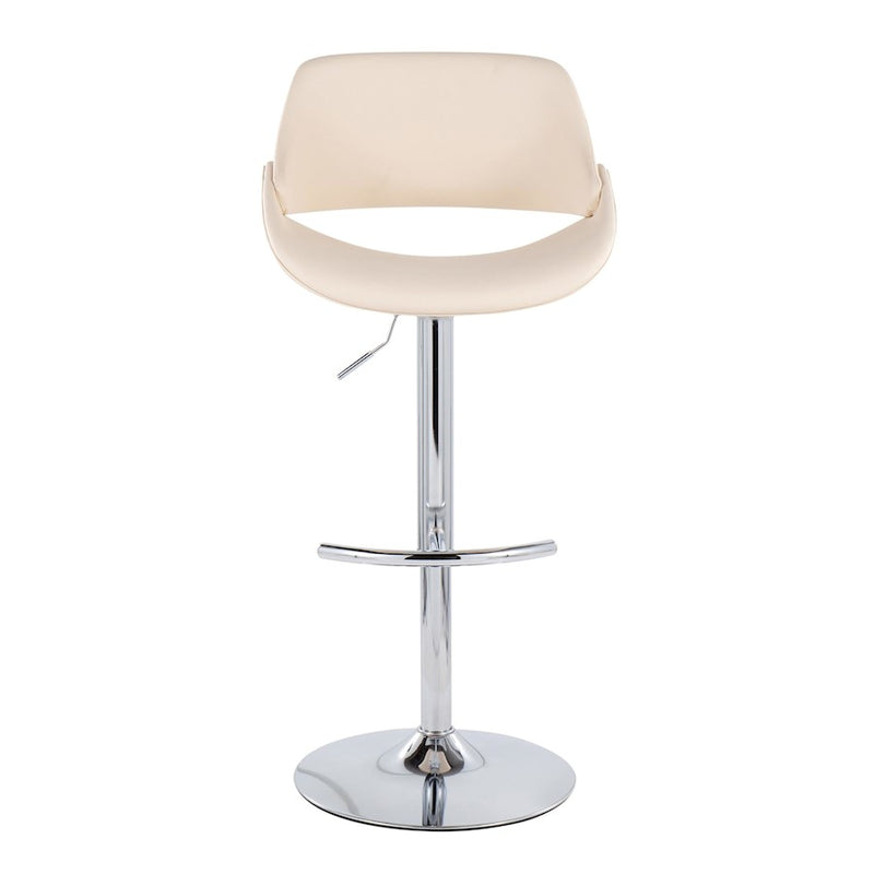 LumiSource Fabrico Bar Stool, Set of 2, Chrome/Cream