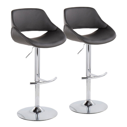 LumiSource Fabrico Bar Stool, Set of 2, Chrome/Grey - BS-FABRICOPU-RT2CHRMGY2