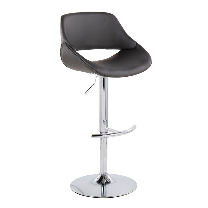 LumiSource Fabrico Bar Stool, Set of 2, Chrome/Grey