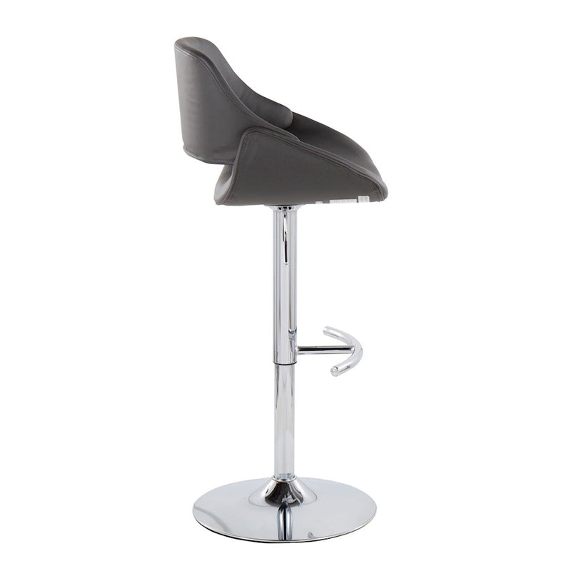 LumiSource Fabrico Bar Stool, Set of 2, Chrome/Grey