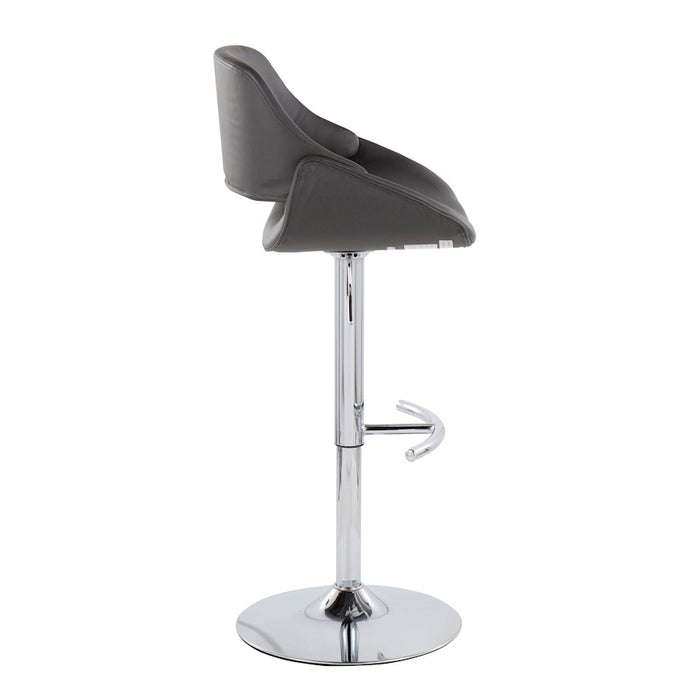 LumiSource Fabrico Bar Stool, Set of 2, Chrome/Grey