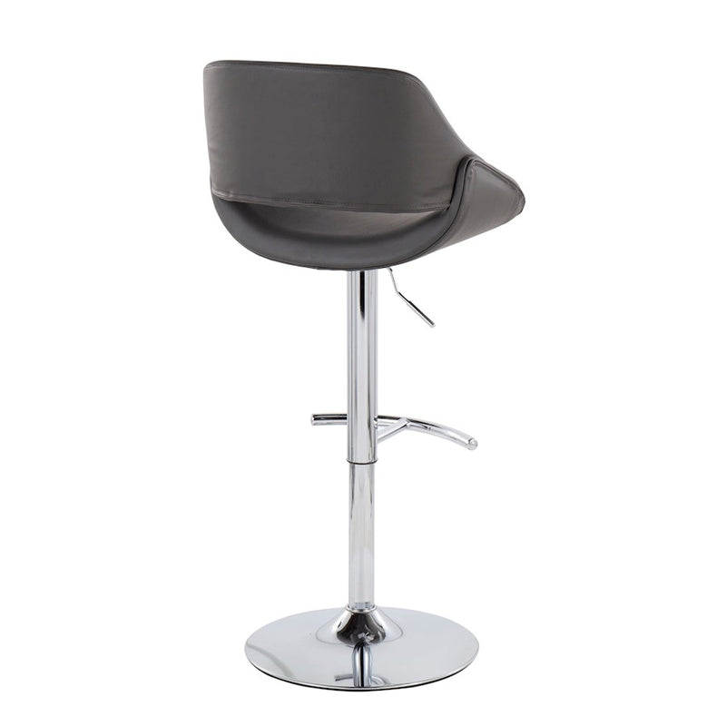 LumiSource Fabrico Bar Stool, Set of 2, Chrome/Grey